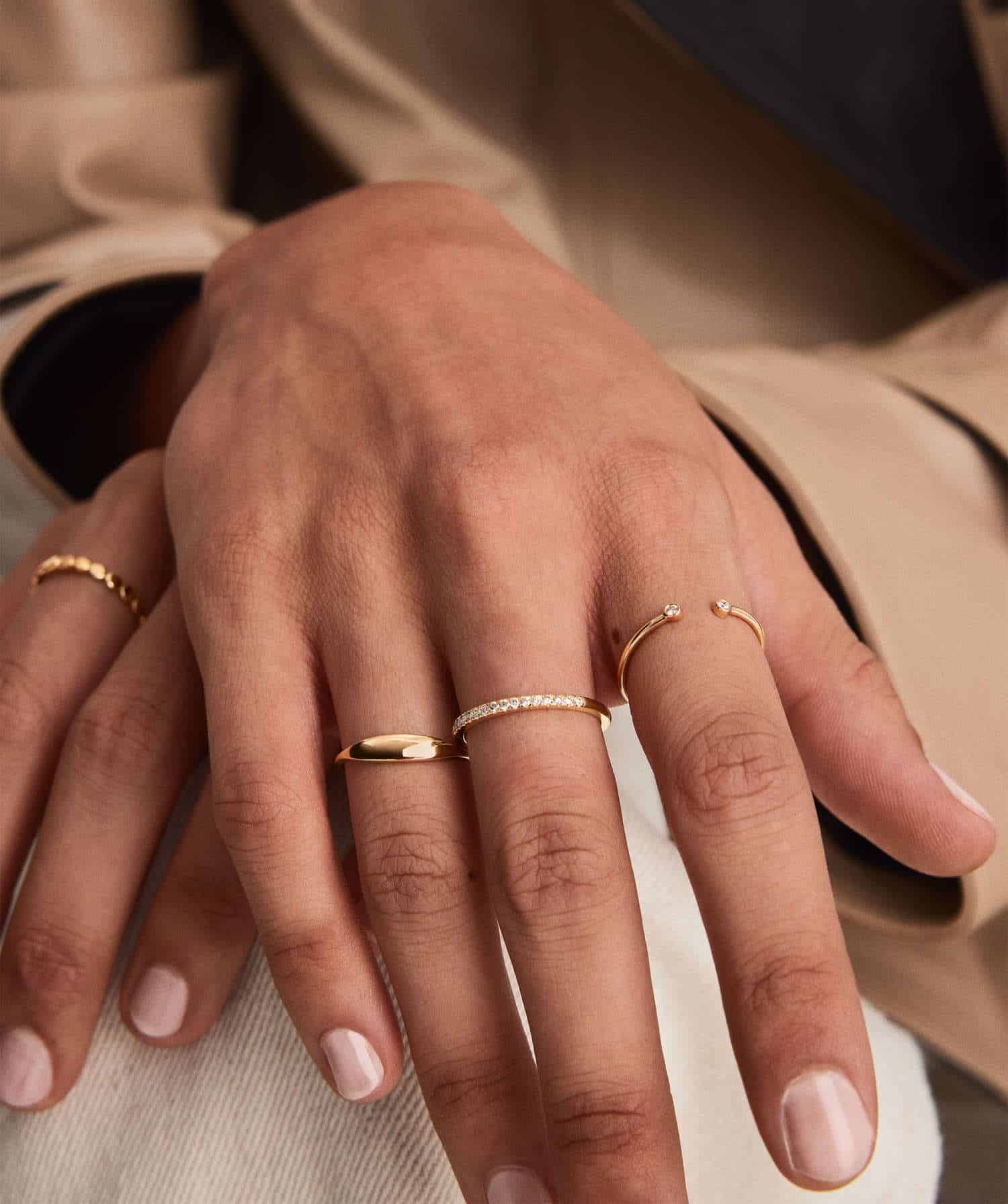 Model wearing Gold Tennis Ring