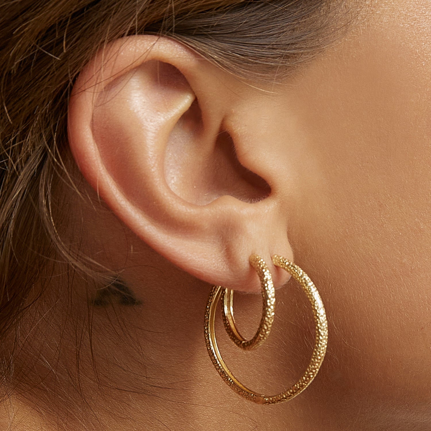 Double Hoop Earring Stack - Gold 2