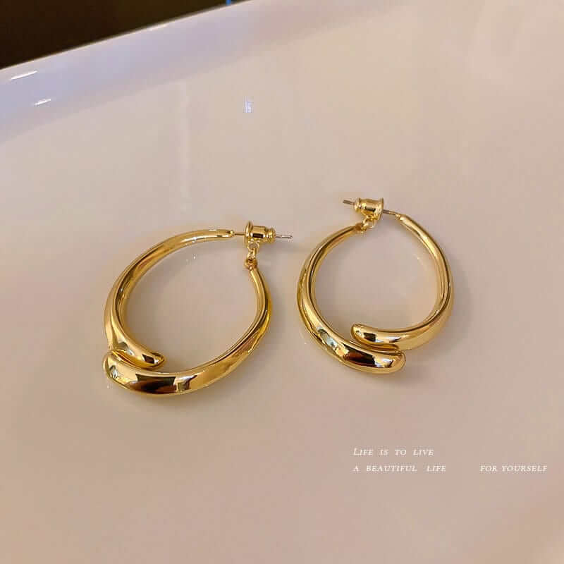 Gold Overlap Hoop Earrings