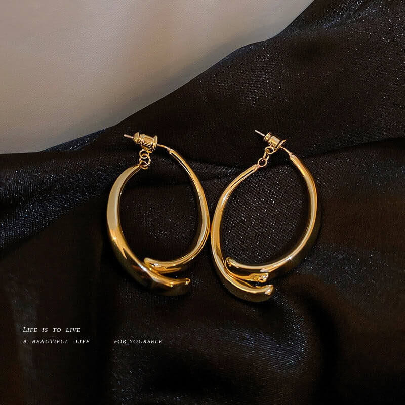 Gold Overlap Hoop Earrings