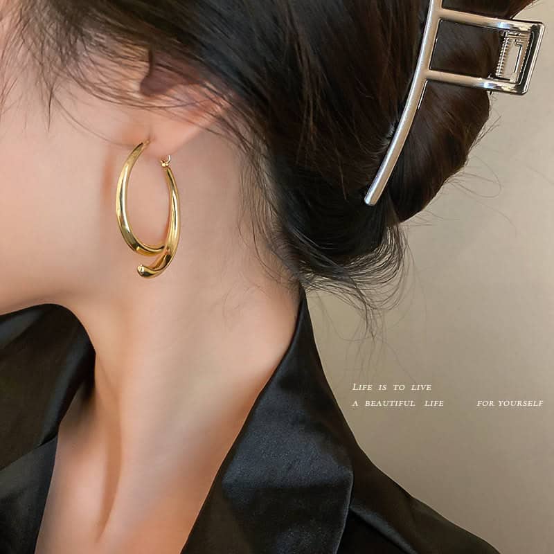 Gold Overlap Hoop Earrings