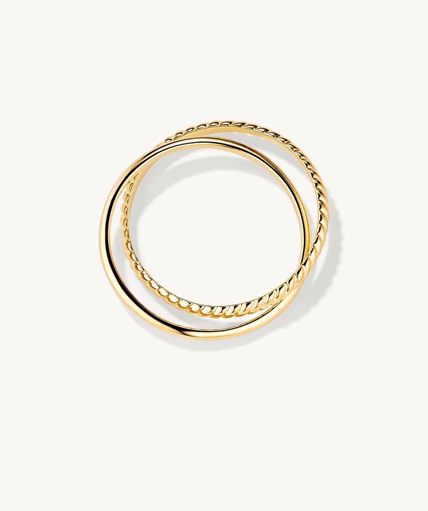 14k Double stacked gold ring