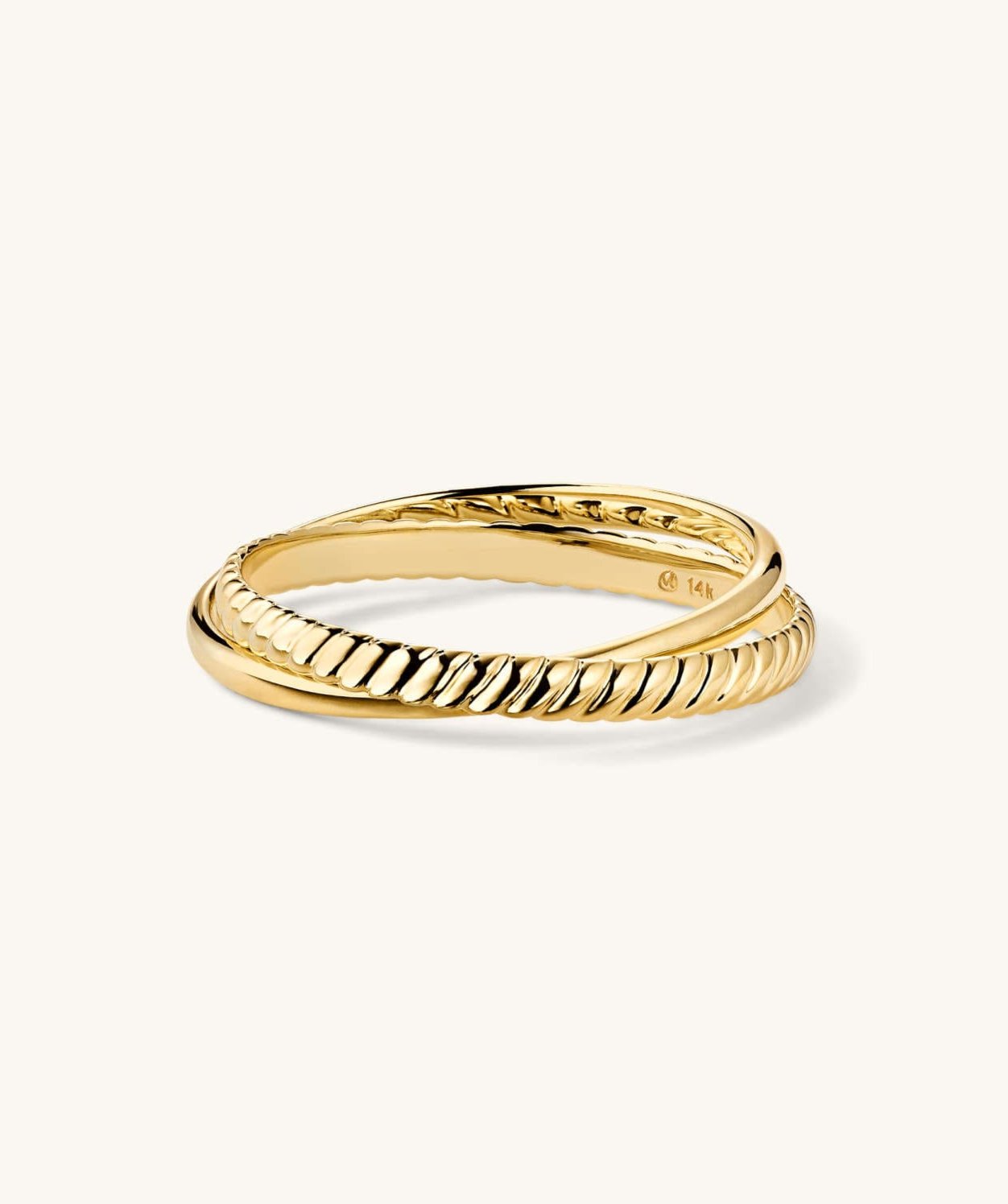 14k Double stacked gold ring