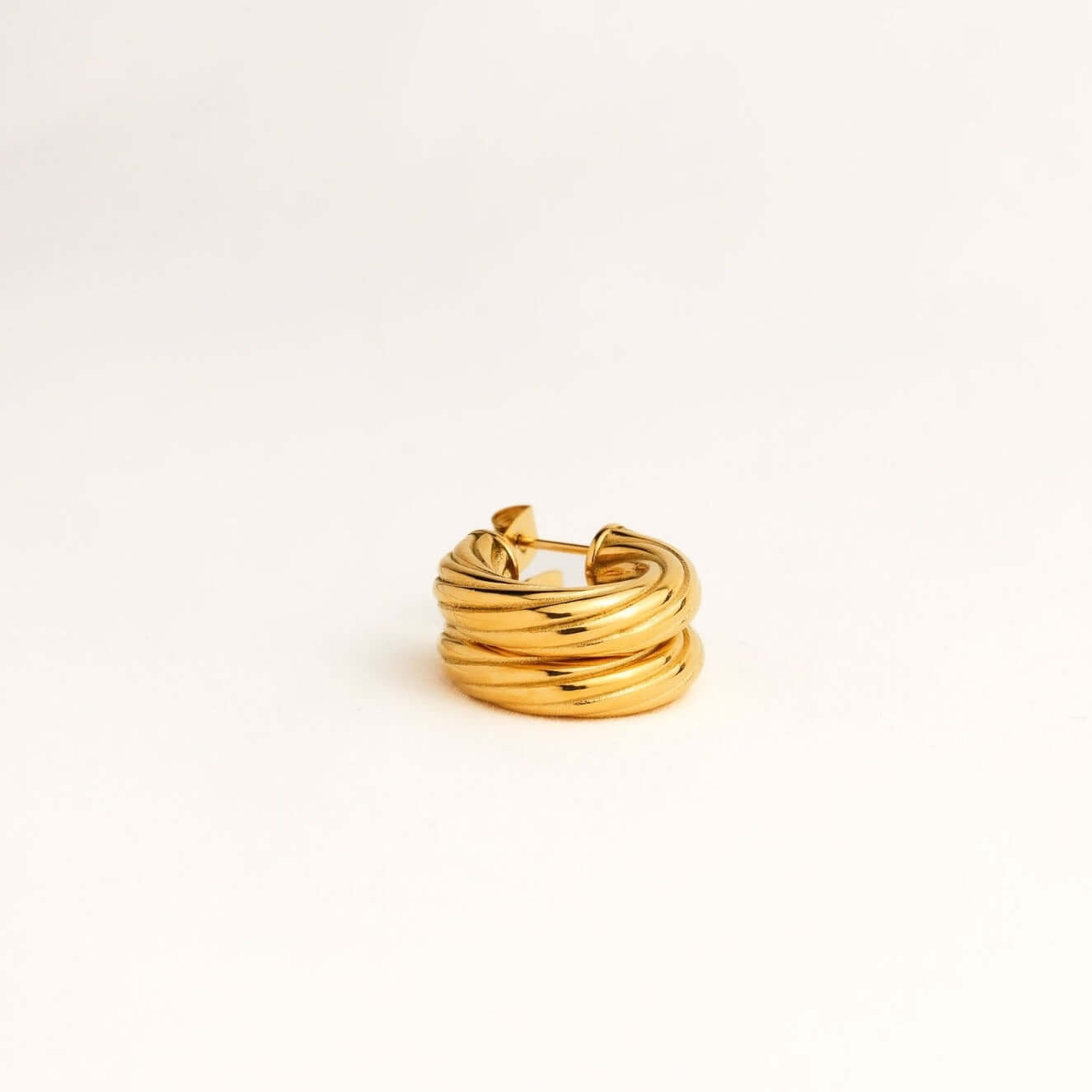 Gold Lines Embossed Hoop Earrings