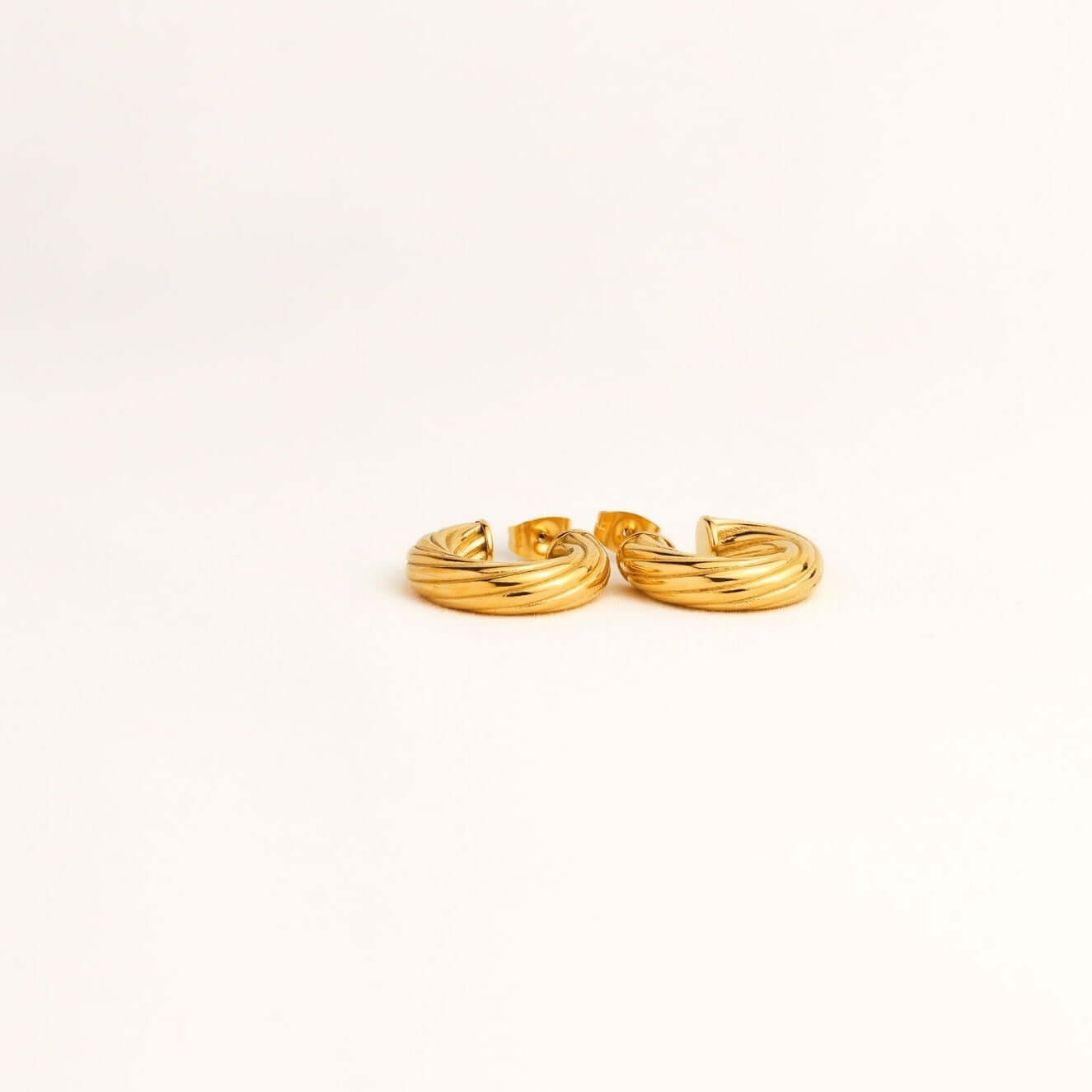 Gold Lines Embossed Hoop Earrings