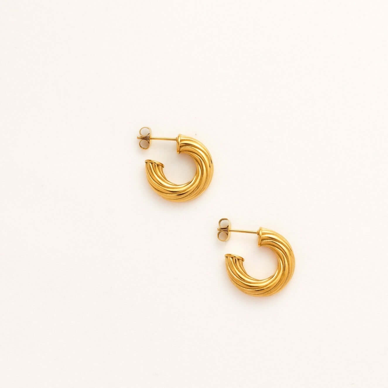 Gold Lines Embossed Hoop Earrings