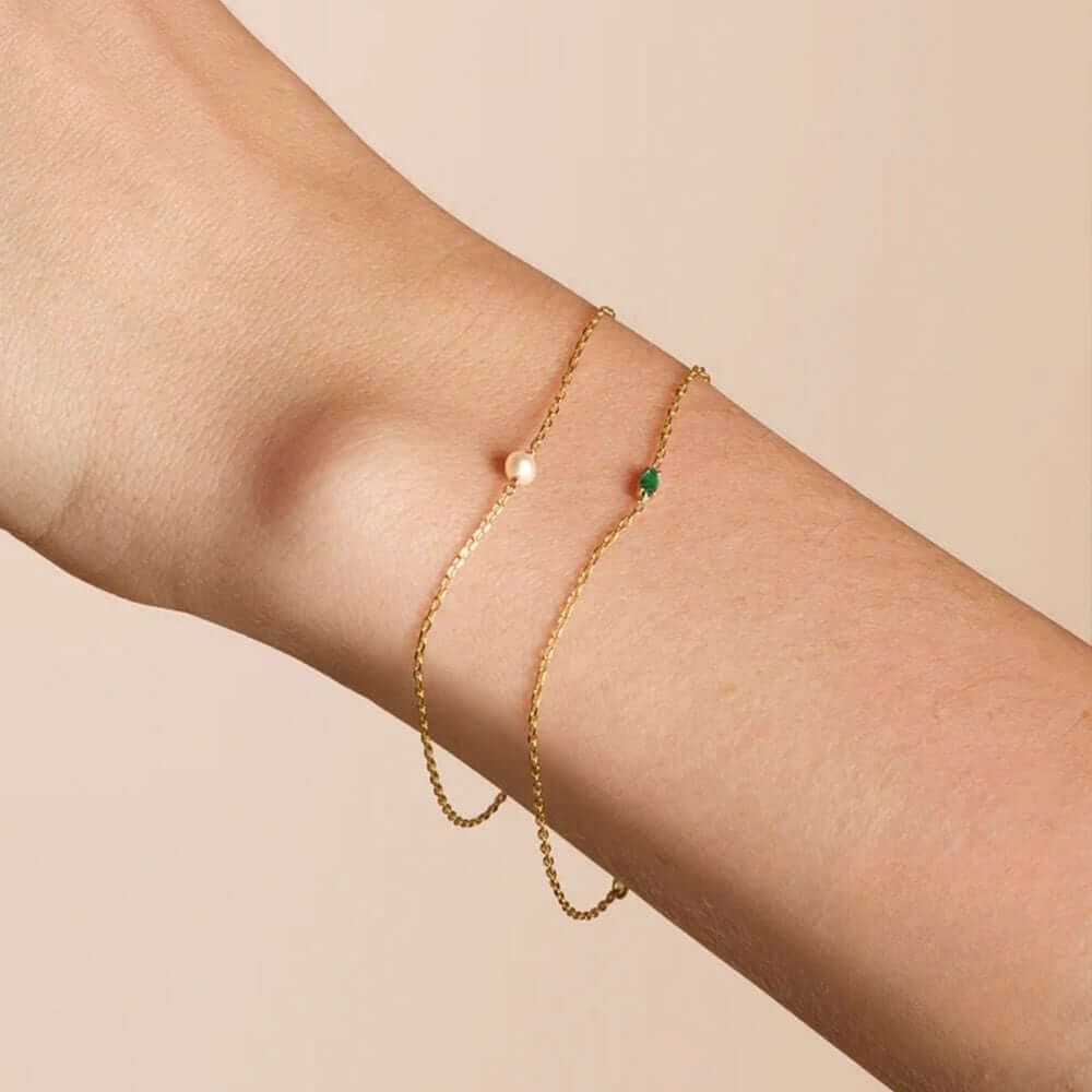 Emerald Chain Bracelet Gold