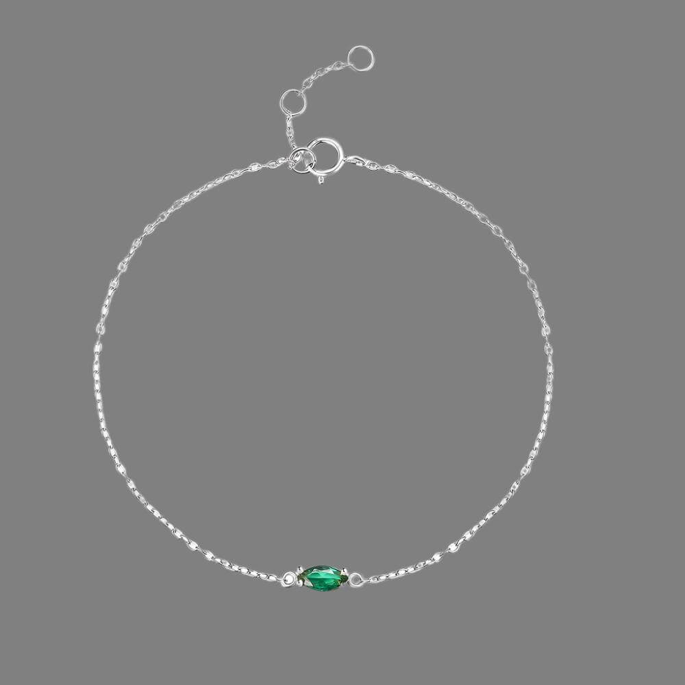 Emerald Chain Bracelet Silver