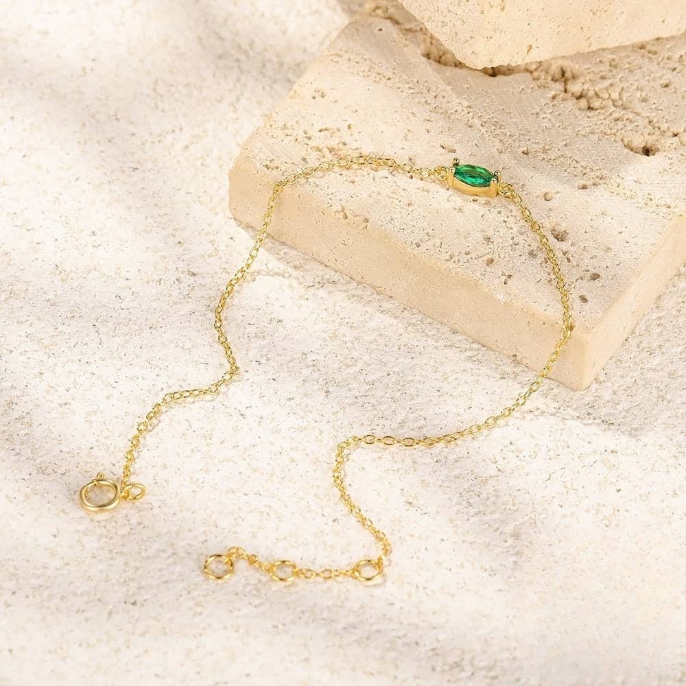 Emerald Chain Bracelet Gold