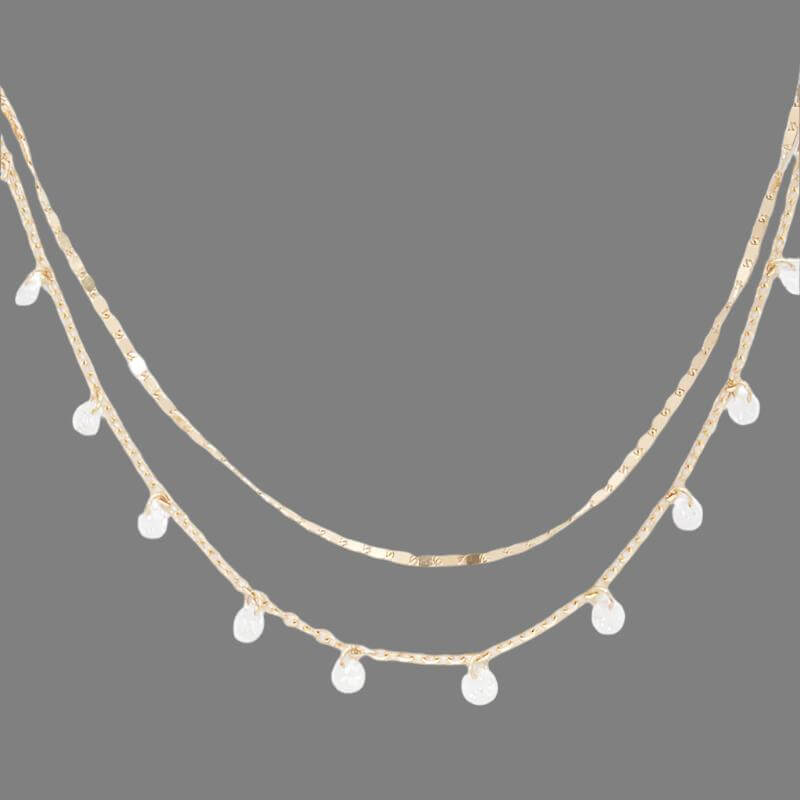 Double-Layered Crystal Necklace Gold