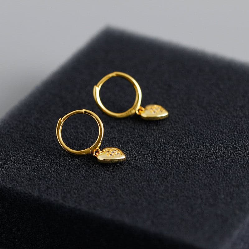 Gold Heart Charm Earrings