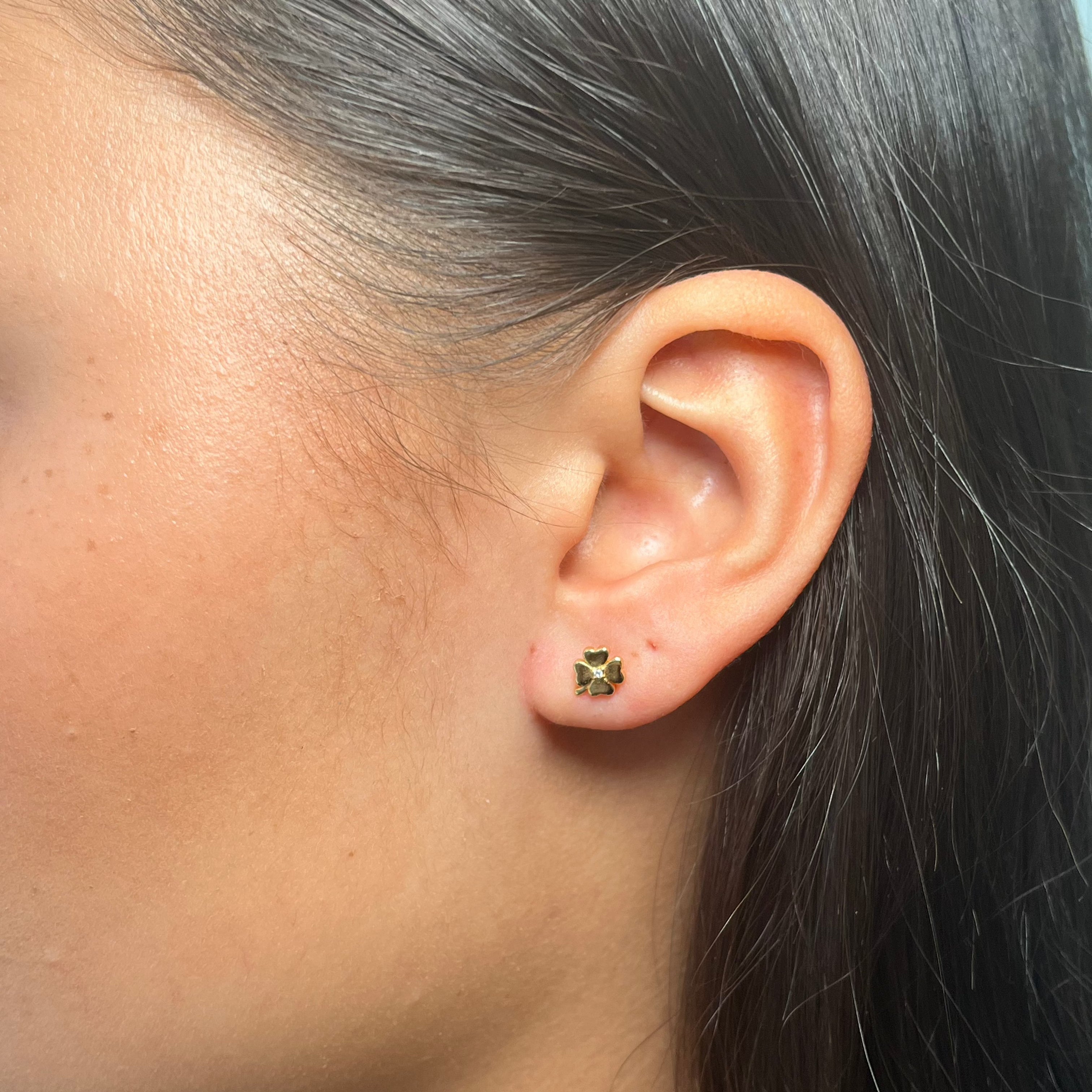 Four Leaf Clover Gold Single Stud 2