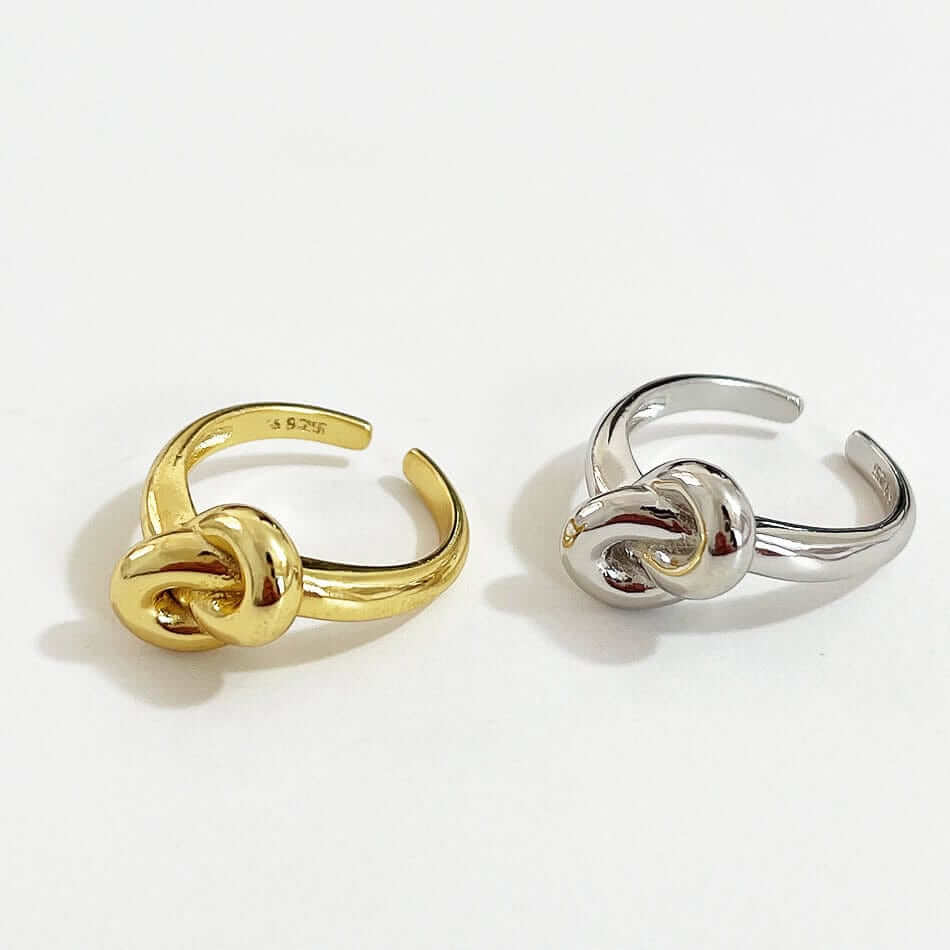 Knot rings gold and silver