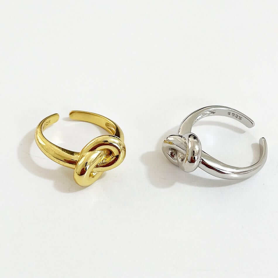 Knot rings gold and silver