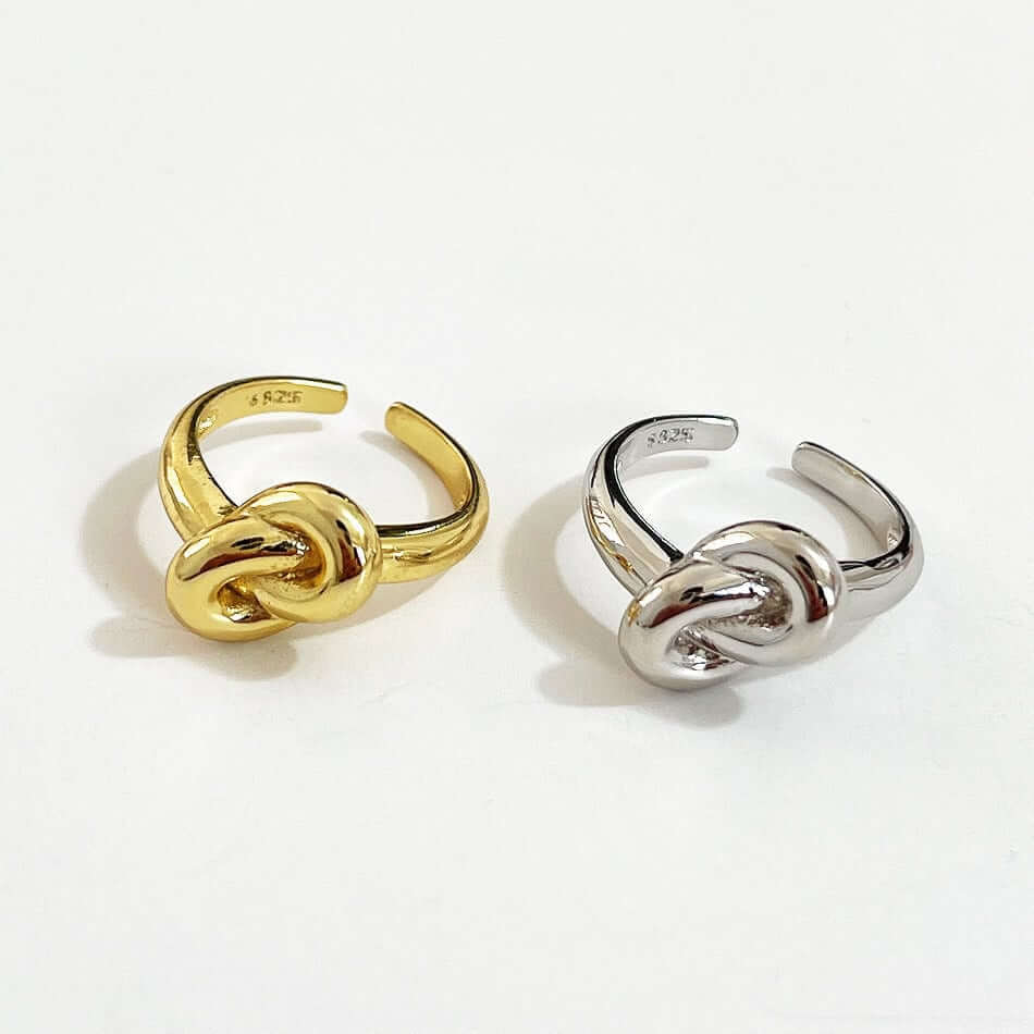 Knot rings gold and silver