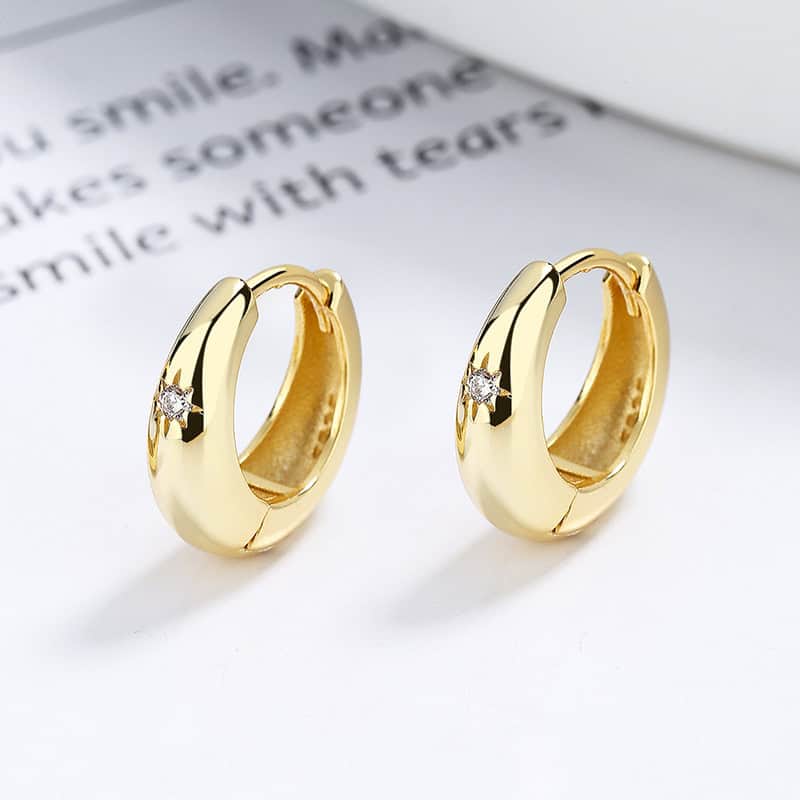 Gold Waterdrop Hoop Earrings with diamonds