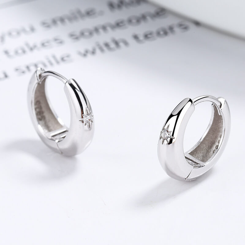 Silver Waterdrop Hoop Earrings with diamonds