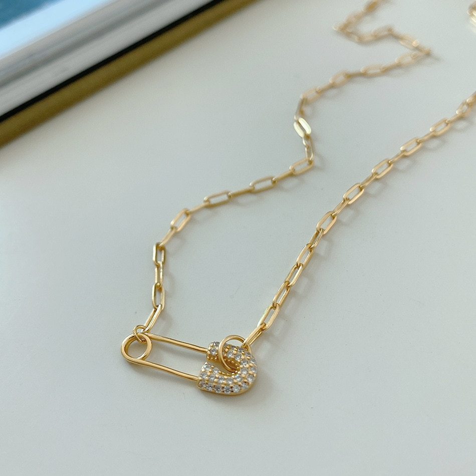 Geometric S925 Silver & Gold Pin Necklace