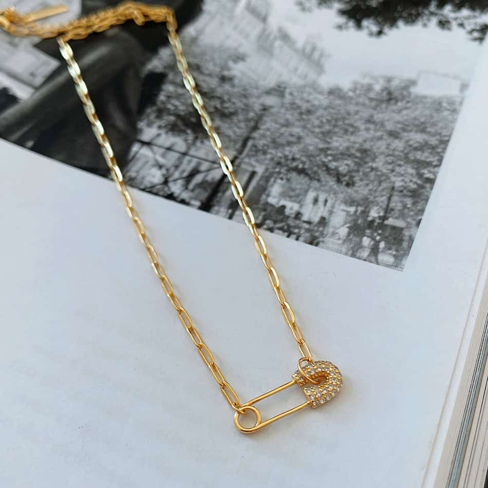 Geometric S925 Silver & Gold Pin Necklace