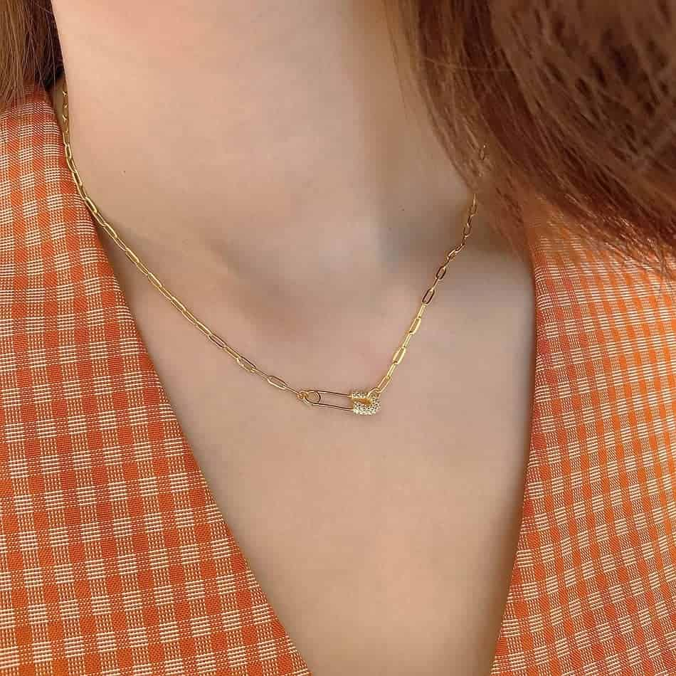 Geometric S925 Silver & Gold Pin Necklace