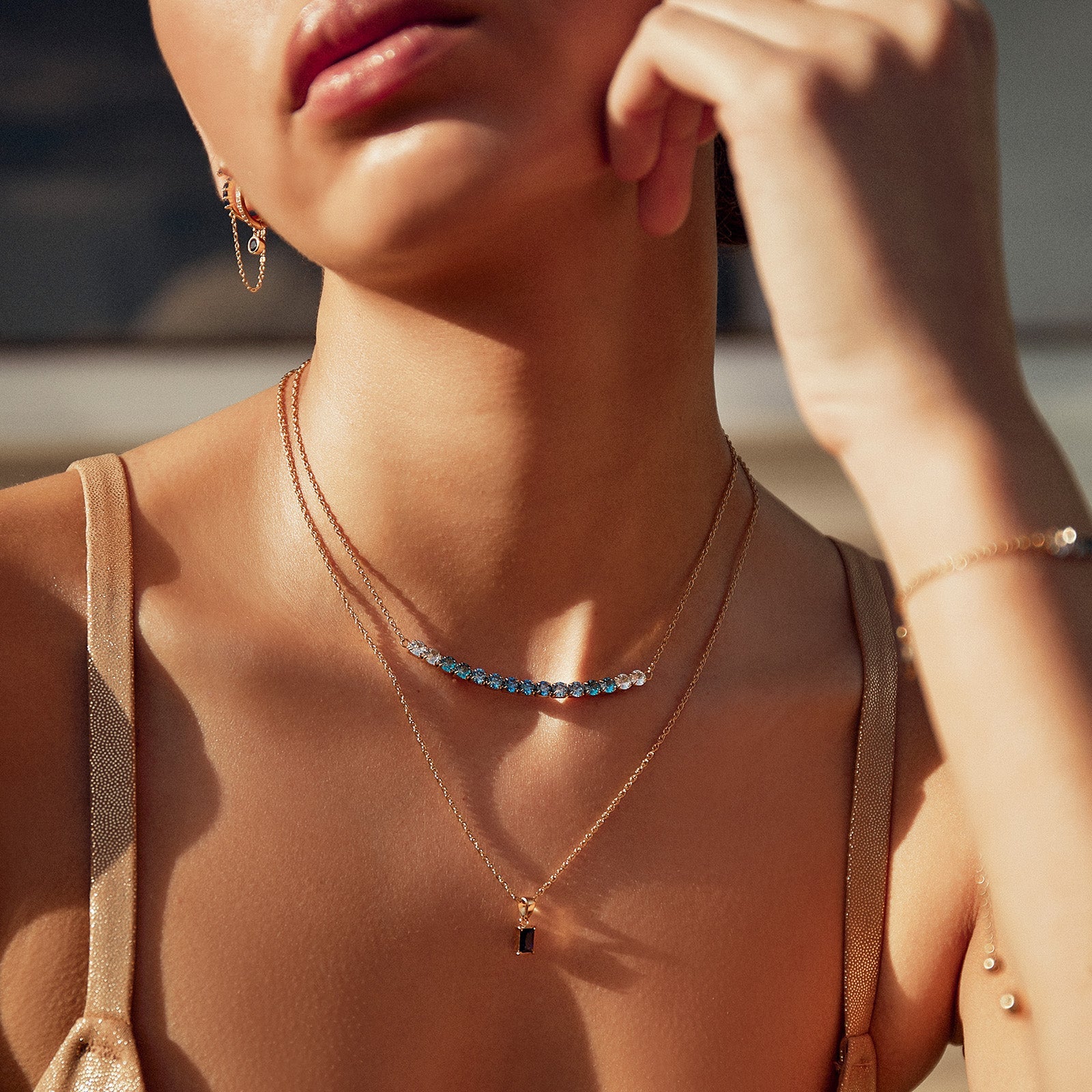 Gia Gold Necklace - Sapphire 3
