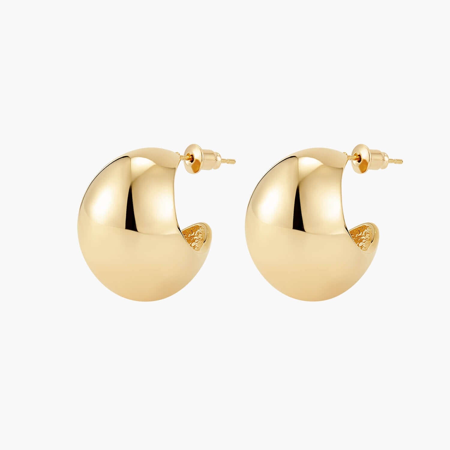 Gold C Drop Hoop Earrings 