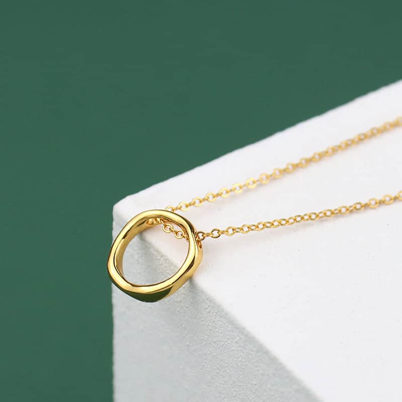 Gold Ring Pendant Necklace