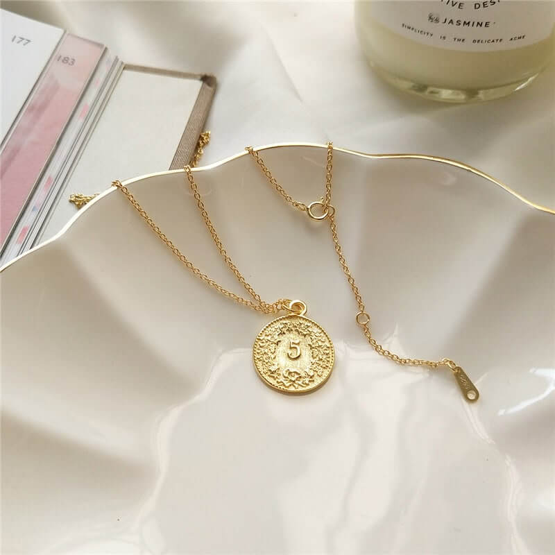 Gold Dollar Coin Pendant Necklace