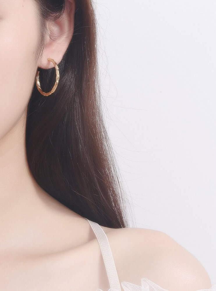 Hammered Foil Gold Hoop Earrings