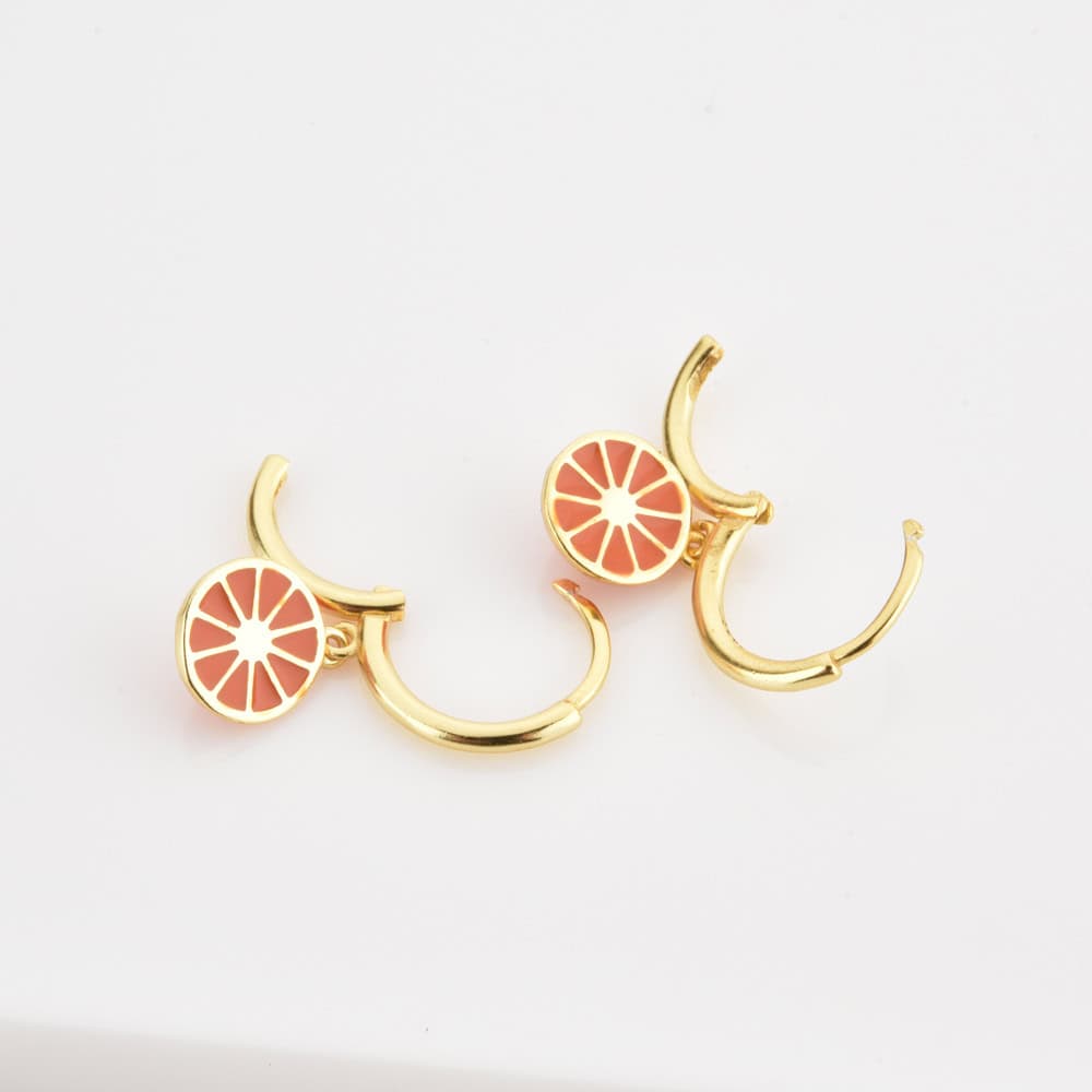 Gold Orange Fruit Drop Earrings