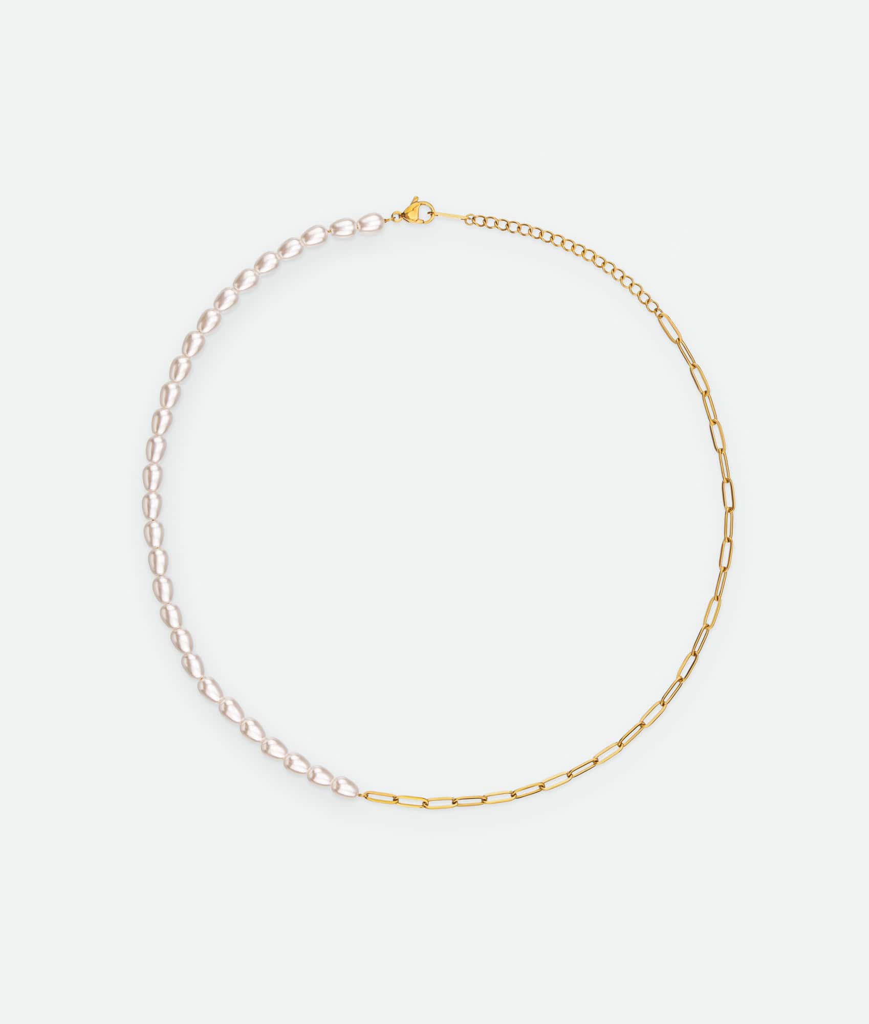 Gold Pearl And Chain Necklace