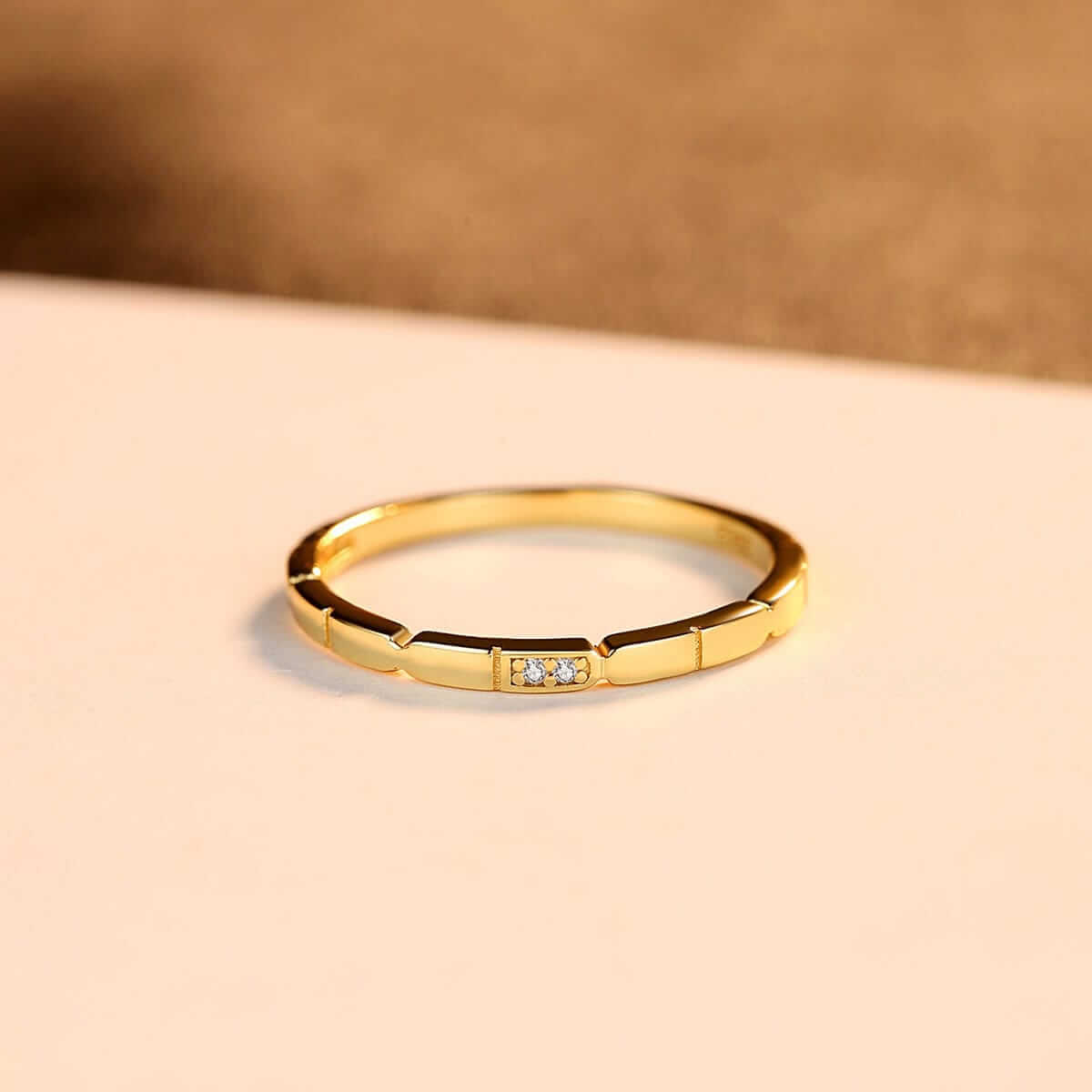 Gold Plaid Zircon Ring