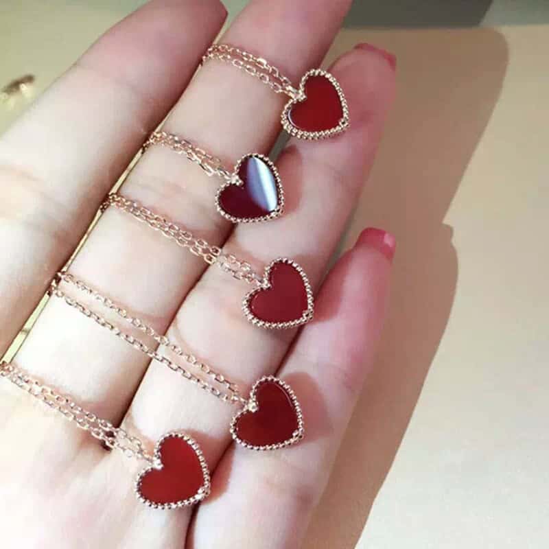 Gold Plated Agate Heart Pendant