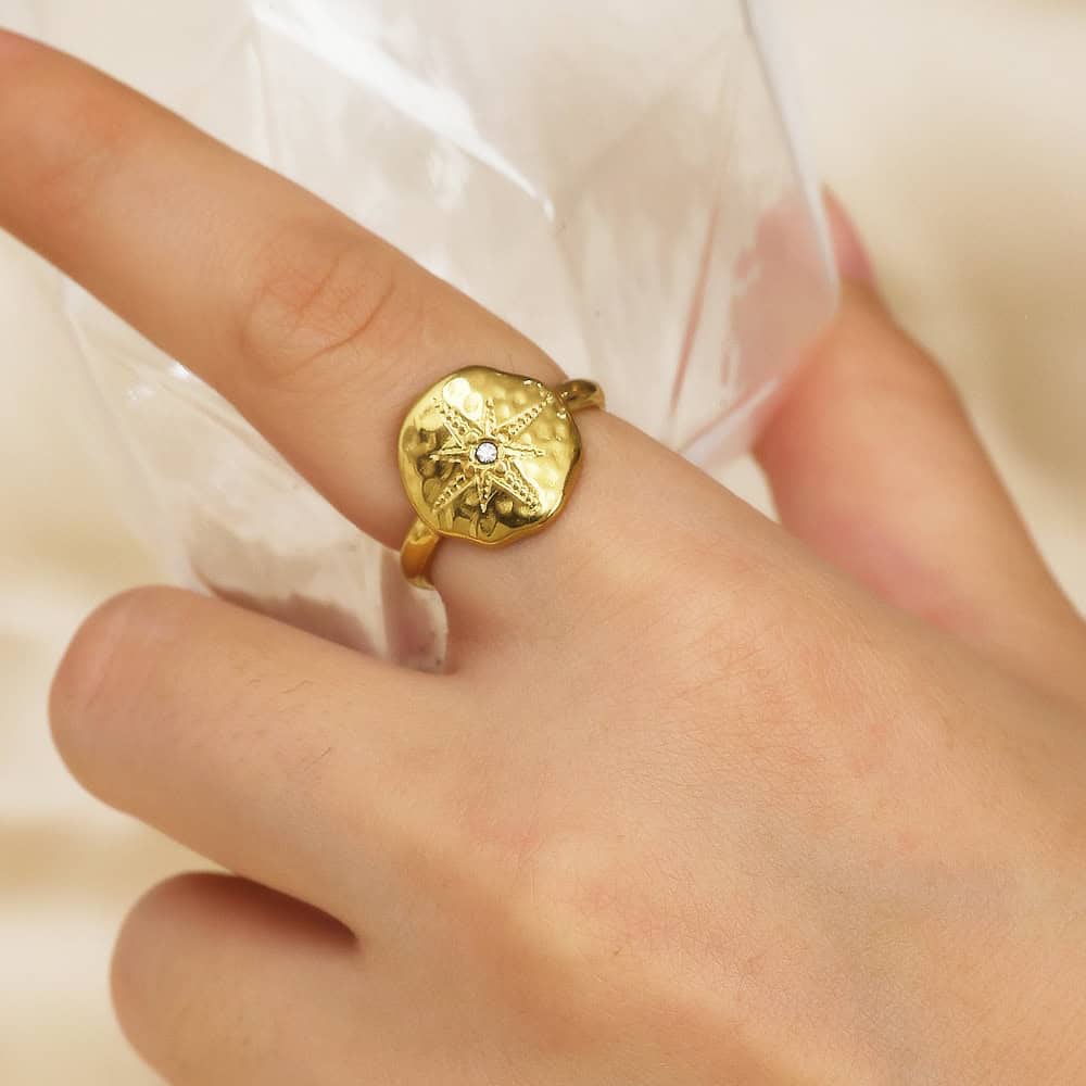 Gold North Star Ring