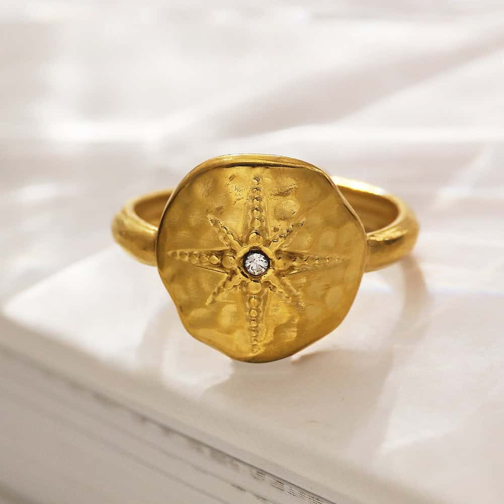 Gold North Star Ring