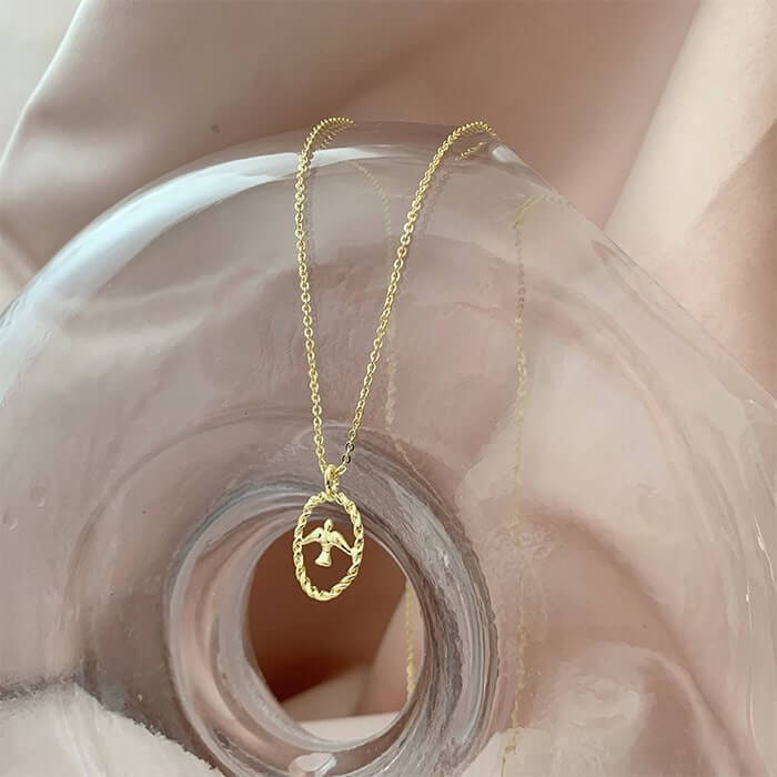 Gold Peace Dove Pendant Necklace