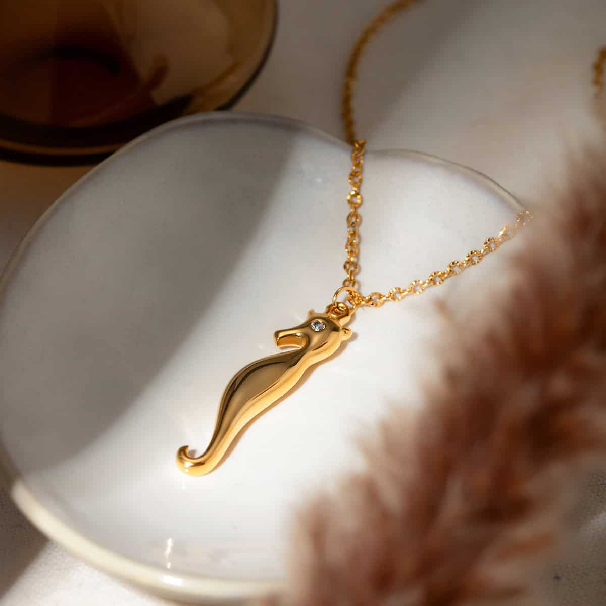 Gold Seahorse Pendant Necklace