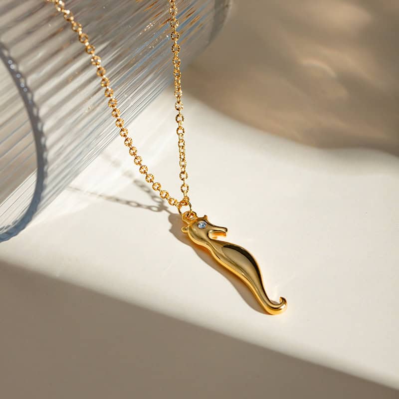 Gold Seahorse Pendant Necklace