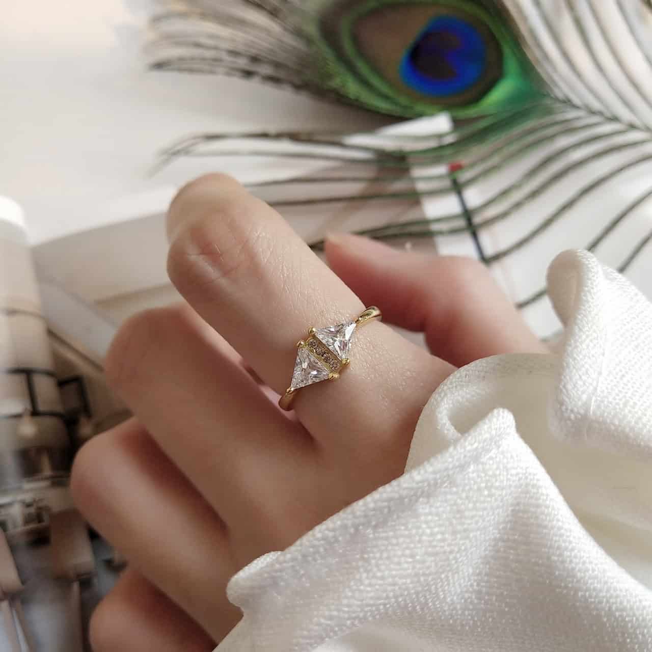 Two Triangle Diamond Ring