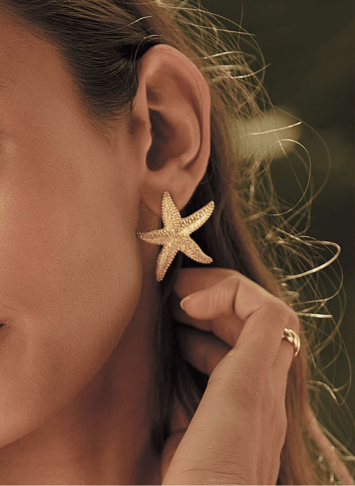 Gold Starfish Earrings for female