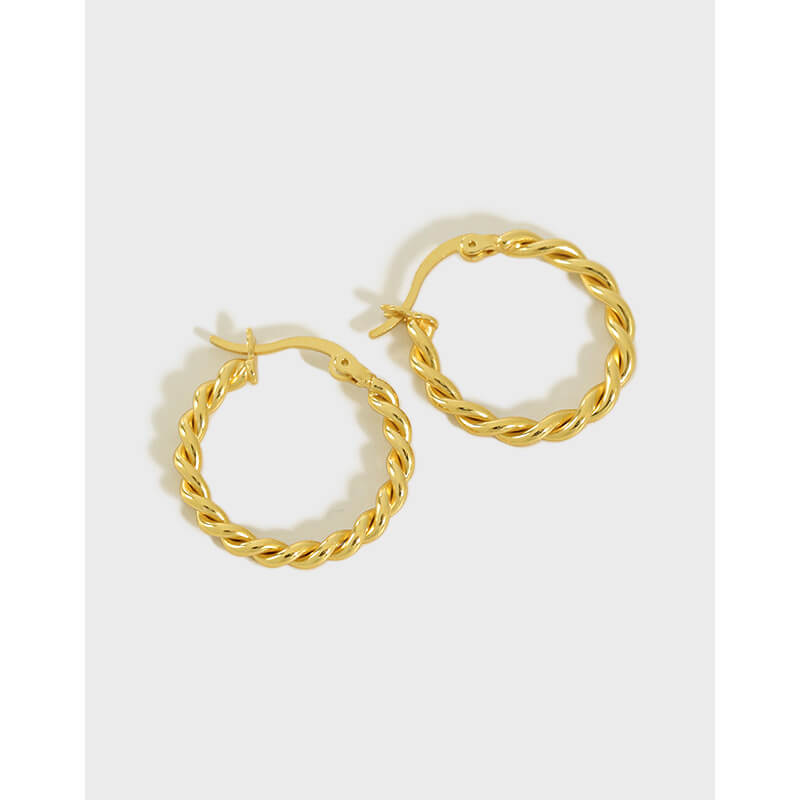 Gold Twisted Hoop Earrings