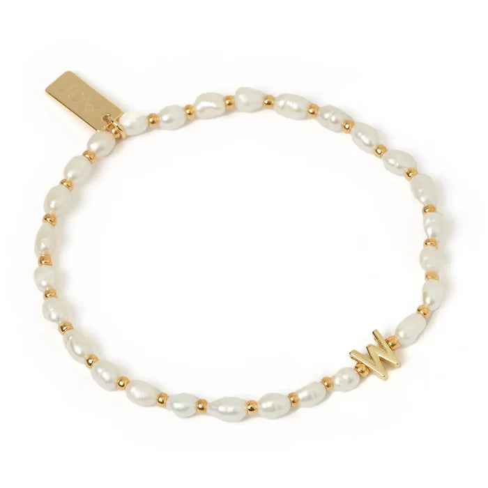 Initial Pearl Bracelet LETTER W