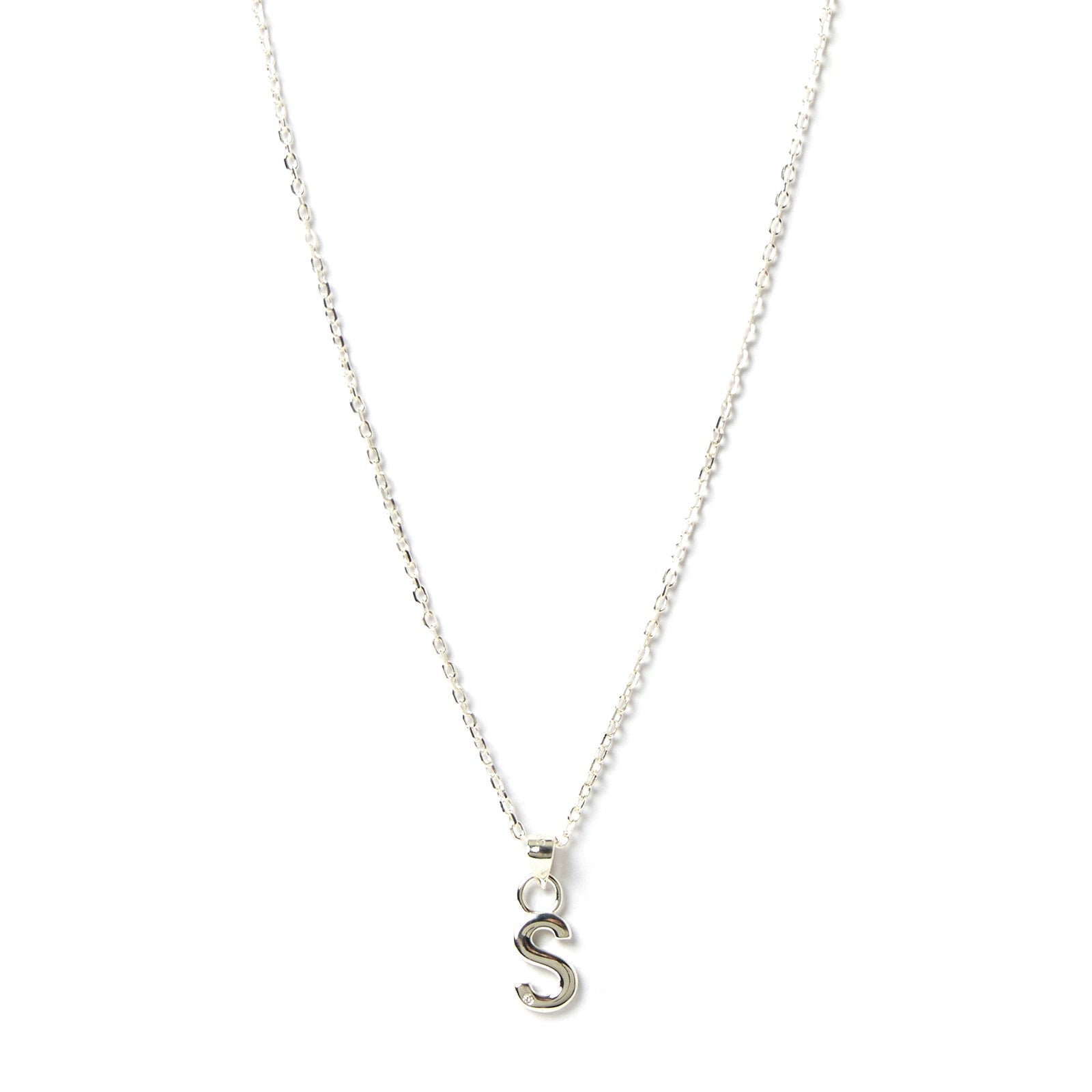 Initial Silver Charm Necklace 23