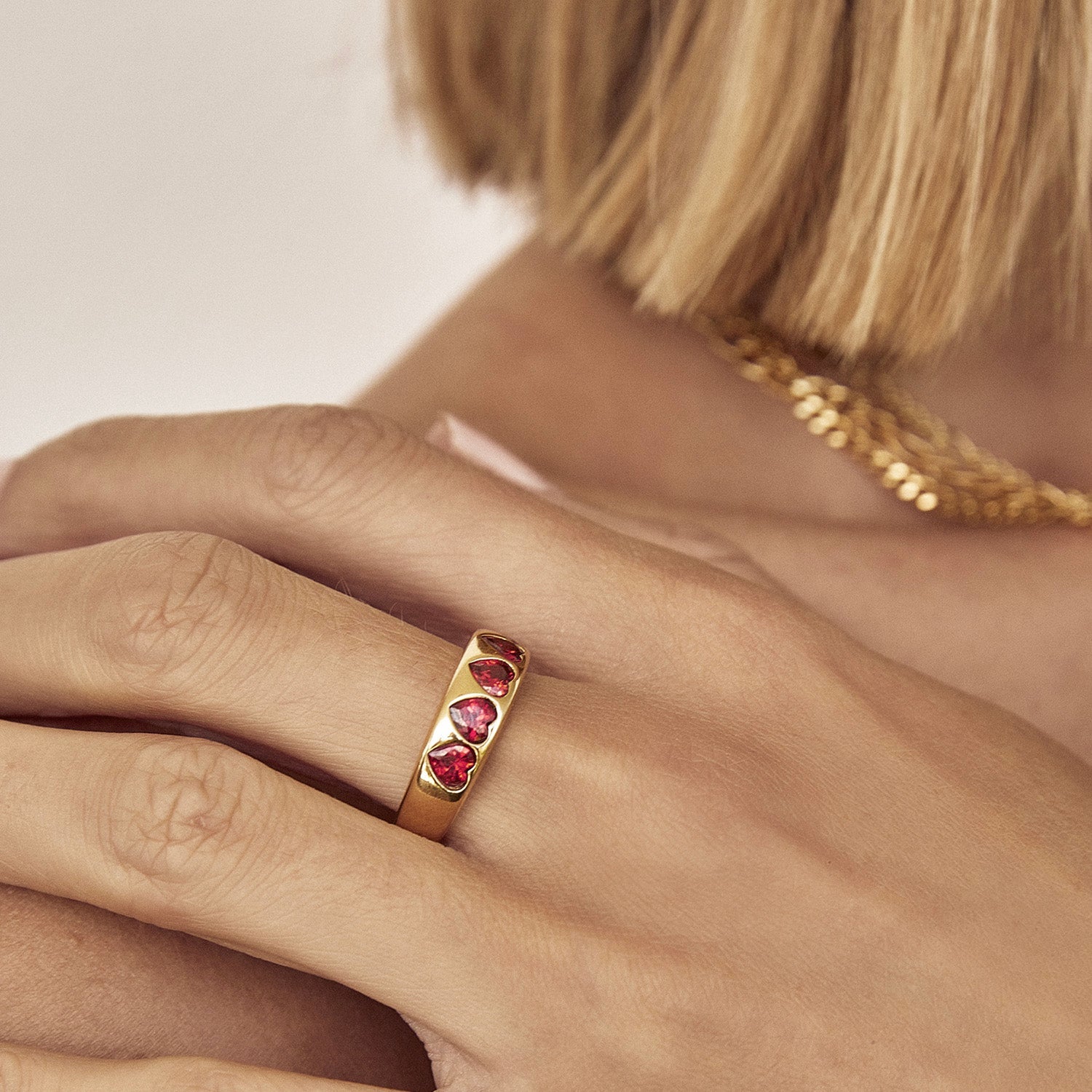 J'adore Gold Ring - Red 2