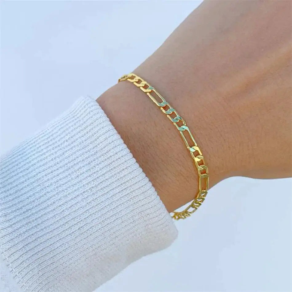 Gold figaro link chain bracelet