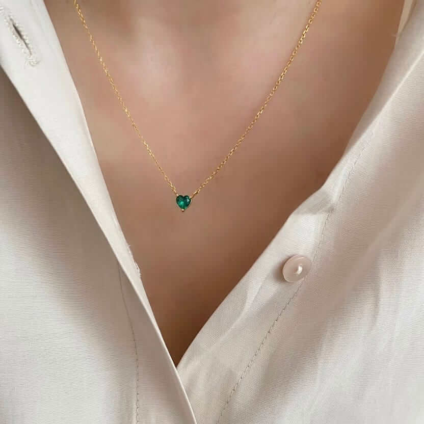 Emerald Heart Necklace Gold