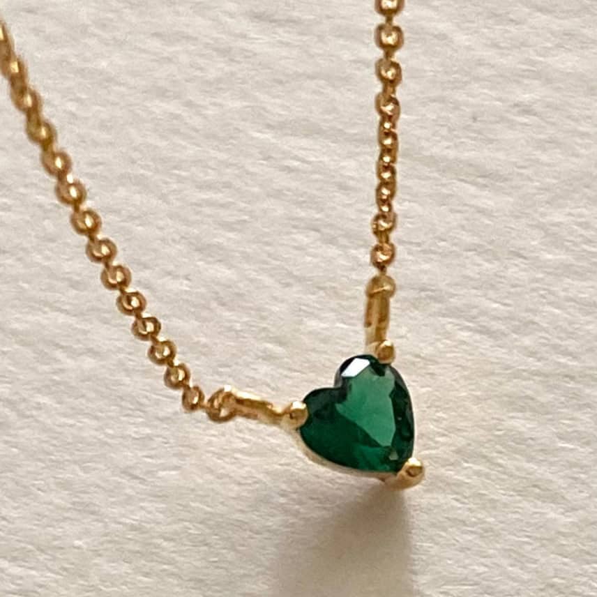 Emerald Heart Necklace Gold