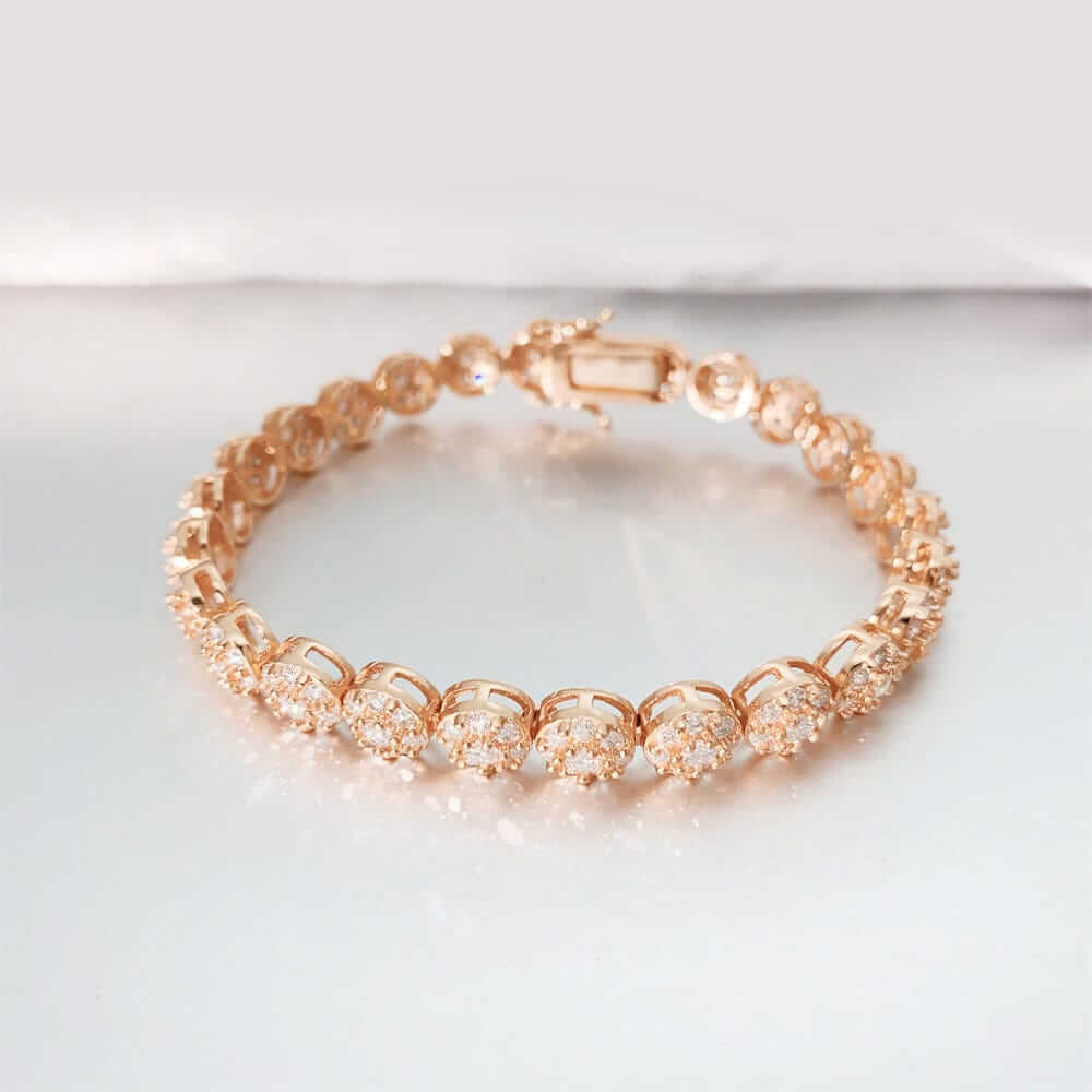 Moissanite Circle Link Bracelet Rose Gold