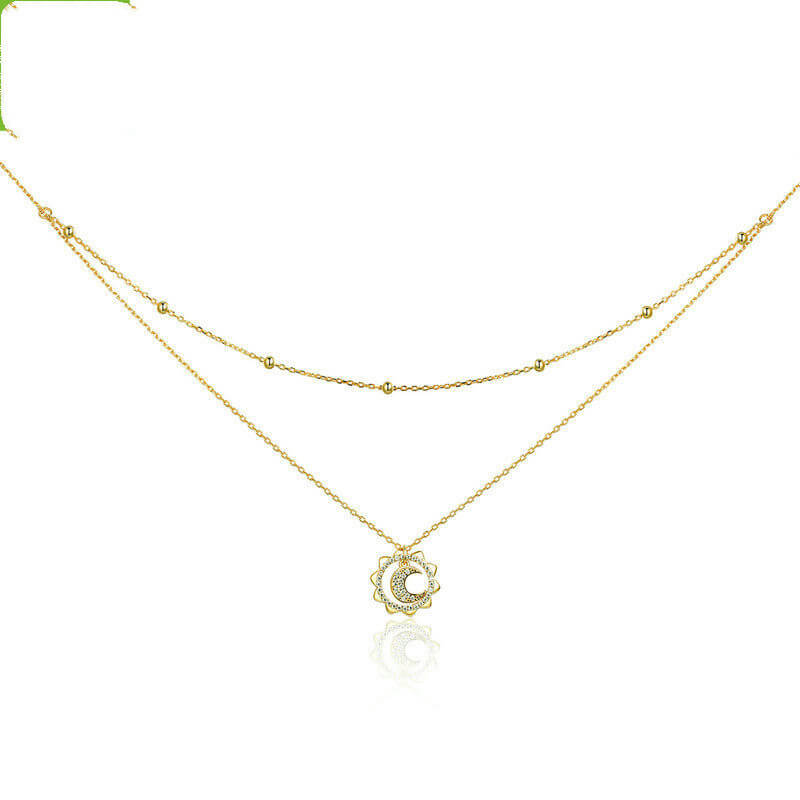 Gold plated Sun & Moon Necklace