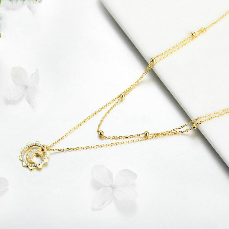 Gold plated Sun & Moon Necklace